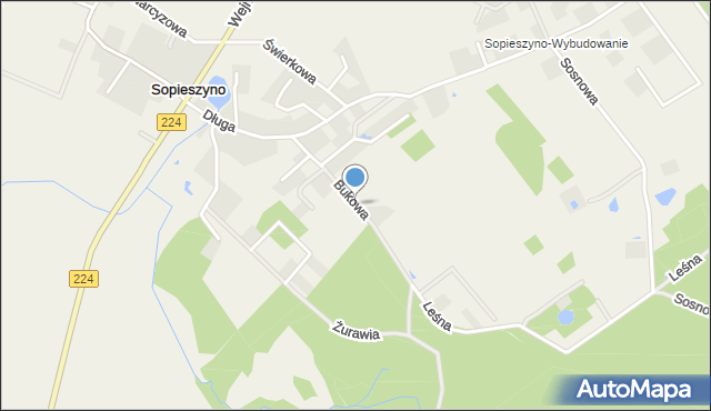 Sopieszyno, Bukowa, mapa Sopieszyno