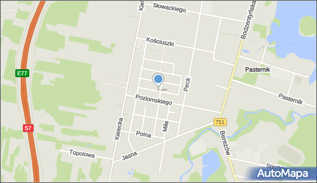 Suchedniów, Burdzyńskiego, mapa Suchedniów