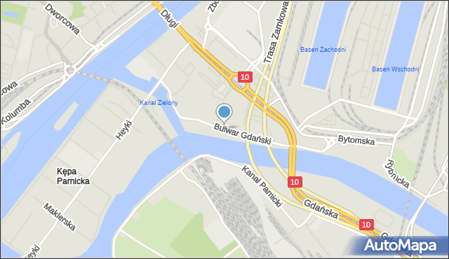 Szczecin, Bulwar Gdański, mapa Szczecina