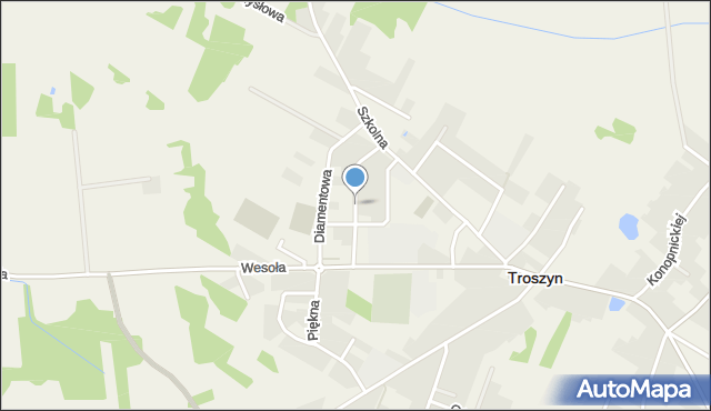 Troszyn powiat ostrołęcki, Bursztynowa, mapa Troszyn powiat ostrołęcki