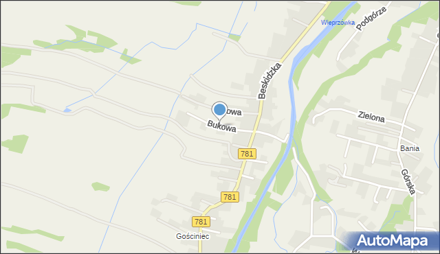 Wieprz powiat wadowicki, Bukowa, mapa Wieprz powiat wadowicki