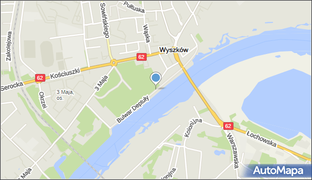 Wyszków, Bulwar Deptuły Kazimierza, ppor. mar., mapa Wyszków