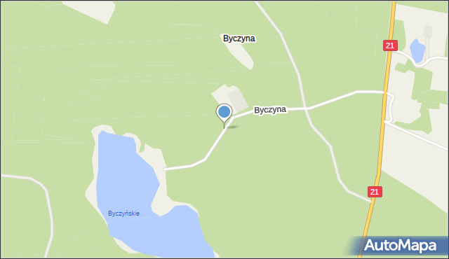 Byczyna gmina Miastko, Byczyna, mapa Byczyna gmina Miastko