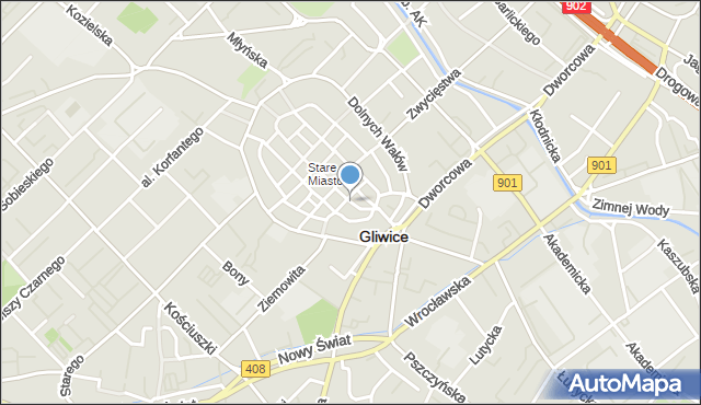 Gliwice, Bytomska, mapa Gliwic