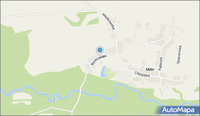 Milin gmina Mietków, Bystrzycka, mapa Milin gmina Mietków