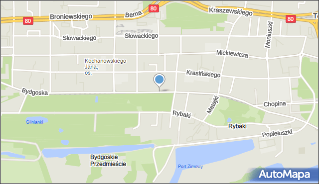 Toruń, Bydgoska, mapa Torunia