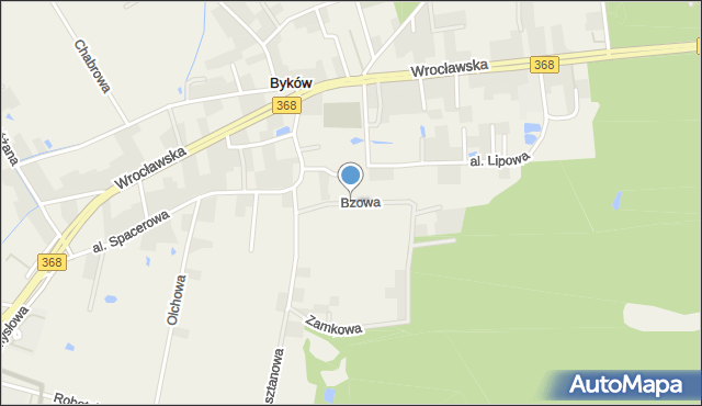 Byków, Bzowa, mapa Byków