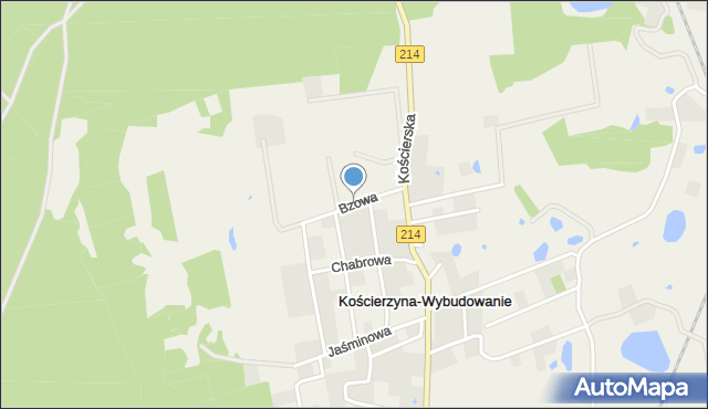 Kościerzyna-Wybudowanie, Bzowa, mapa Kościerzyna-Wybudowanie