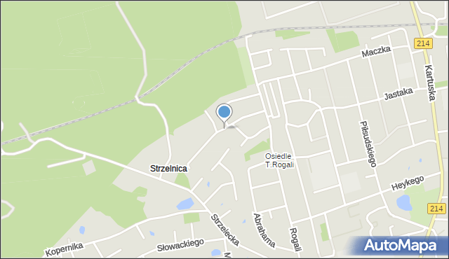 Kościerzyna, Ceynowy Floriana, dr., mapa Kościerzyna