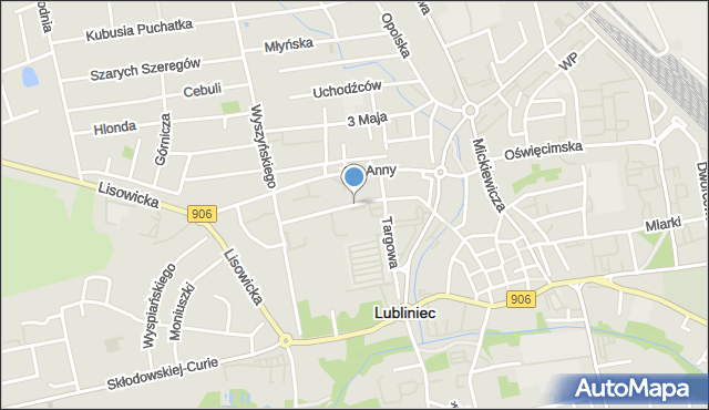 Lubliniec, Cebulskiego Jana, mapa Lubliniec