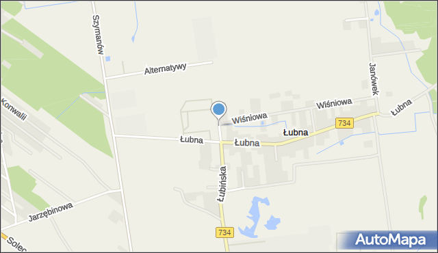 Łubna gmina Góra Kalwaria, Cegielniana, mapa Łubna gmina Góra Kalwaria
