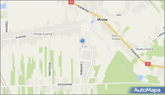 Mniów, Centralna, mapa Mniów