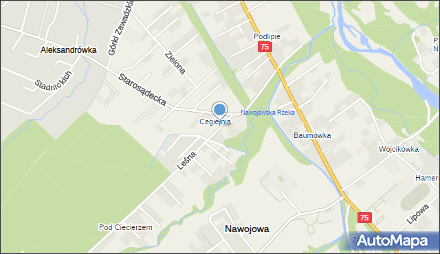 Nawojowa, Cegielniana, mapa Nawojowa