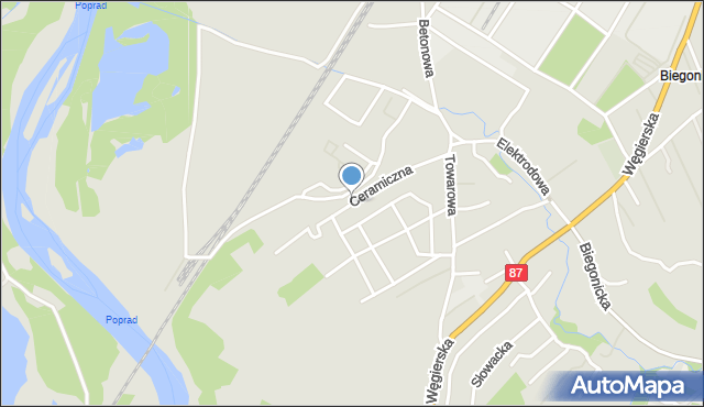 Nowy Sącz, Ceramiczna, mapa Nowego Sącza