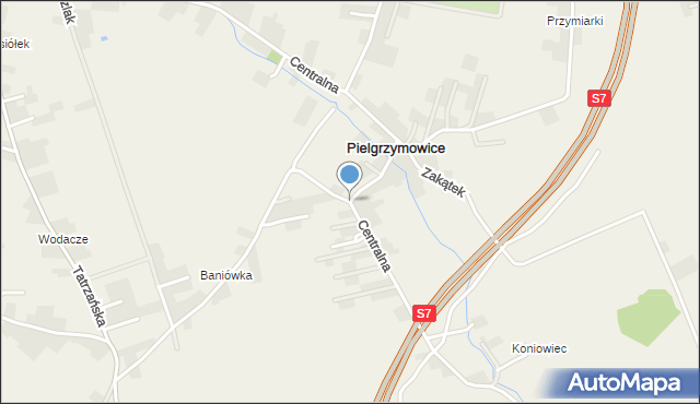 Pielgrzymowice gmina Michałowice, Centralna, mapa Pielgrzymowice gmina Michałowice