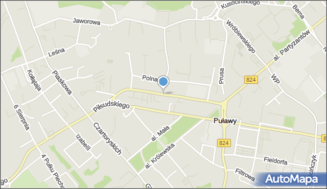 Puławy, Centralna, mapa Puław