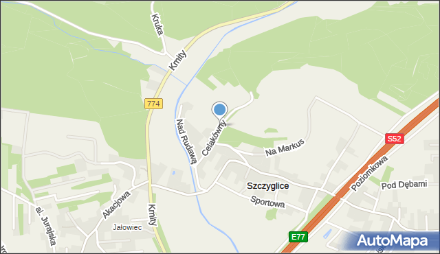 Szczyglice gmina Zabierzów, Celakówny Rozalii, mapa Szczyglice gmina Zabierzów