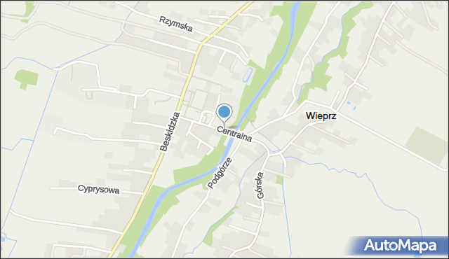 Wieprz powiat wadowicki, Centralna, mapa Wieprz powiat wadowicki