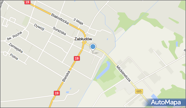 Zabłudów, Cerkiewna, mapa Zabłudów