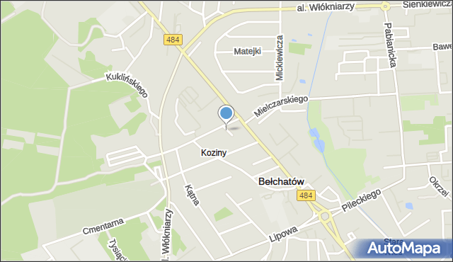 Bełchatów, Chopina Fryderyka, mapa Bełchatów