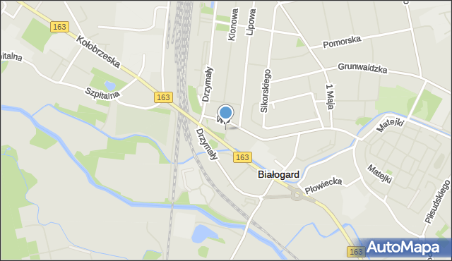 Białogard, Chodkiewicza, mapa Białogard