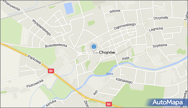 Chojnów powiat legnicki, Chmielna, mapa Chojnów powiat legnicki