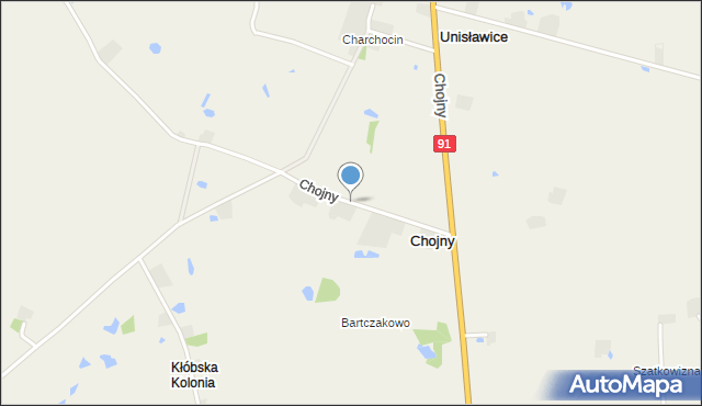 Chojny gmina Lubień Kujawski, Chojny, mapa Chojny gmina Lubień Kujawski