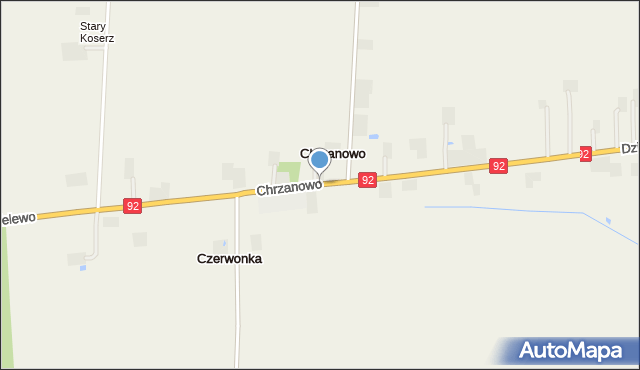 Chrzanowo gmina Chodów, Chrzanowo, mapa Chrzanowo gmina Chodów