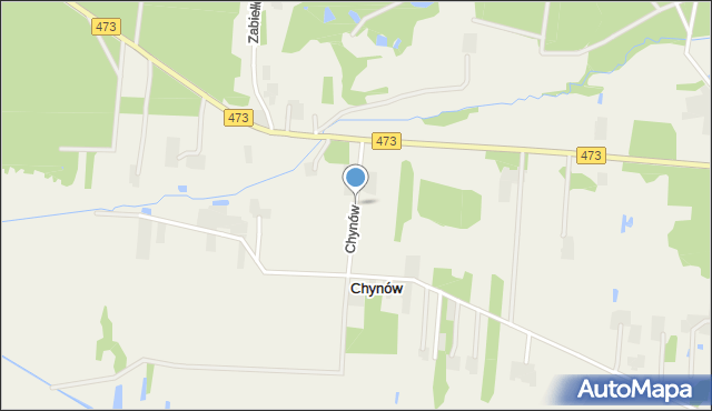 Chynów gmina Drużbice, Chynów, mapa Chynów gmina Drużbice