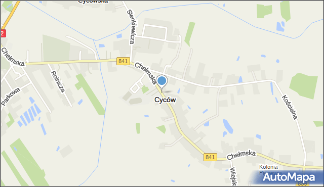 Cyców, Chełmska, mapa Cyców