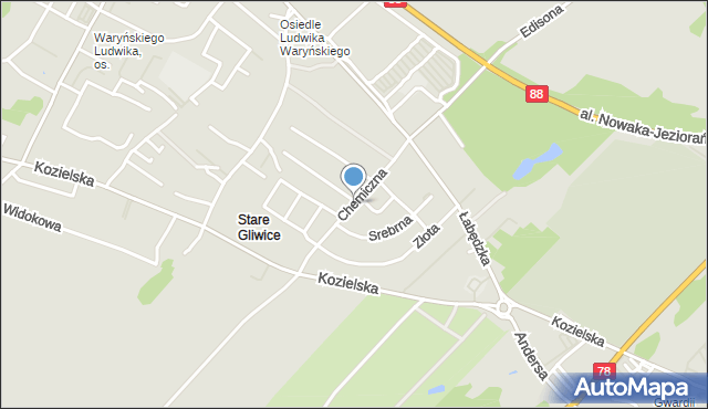 Gliwice, Chemiczna, mapa Gliwic