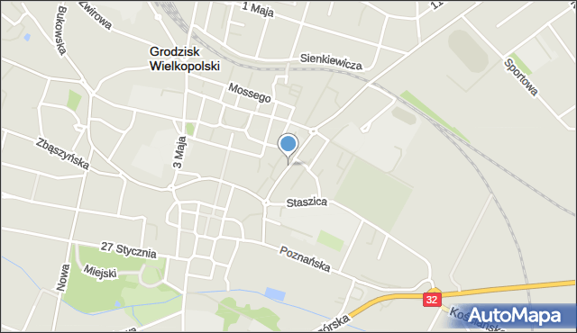 Grodzisk Wielkopolski, Chopina Fryderyka, mapa Grodzisk Wielkopolski