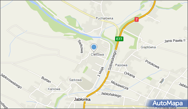 Jabłonka powiat nowotarski, Chopina Fryderyka, mapa Jabłonka powiat nowotarski