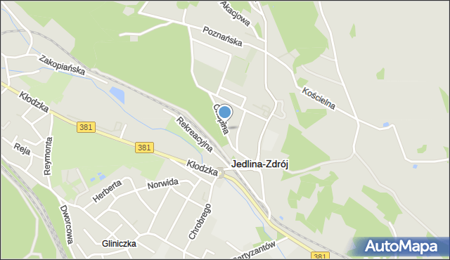 Jedlina-Zdrój, Chopina Fryderyka, mapa Jedlina-Zdrój