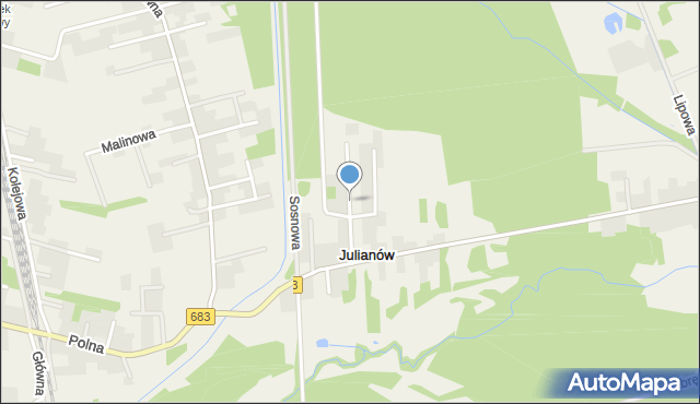 Julianów gmina Góra Kalwaria, Chabrowa, mapa Julianów gmina Góra Kalwaria