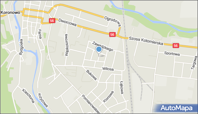 Koronowo powiat bydgoski, Chopina Fryderyka, mapa Koronowo powiat bydgoski