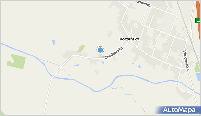 Korzeńsko, Chodlewska, mapa Korzeńsko