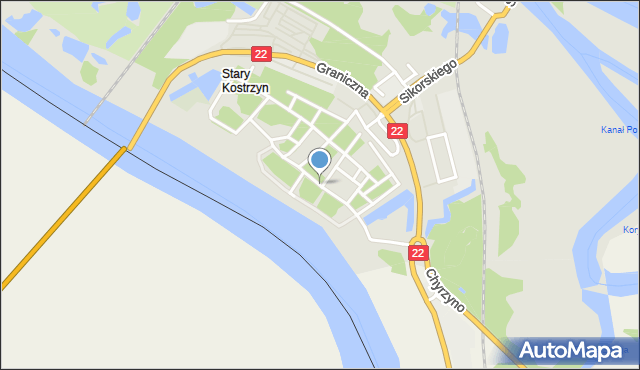 Kostrzyn nad Odrą, Chyżańska, mapa Kostrzyn nad Odrą