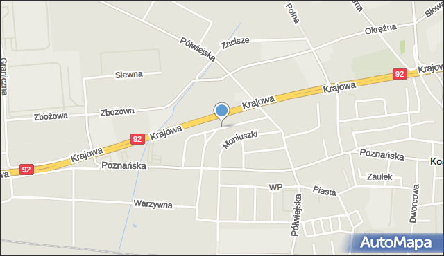 Kostrzyn powiat poznański, Chopina Fryderyka, mapa Kostrzyn powiat poznański