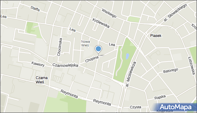 Kraków, Chopina Fryderyka, mapa Krakowa