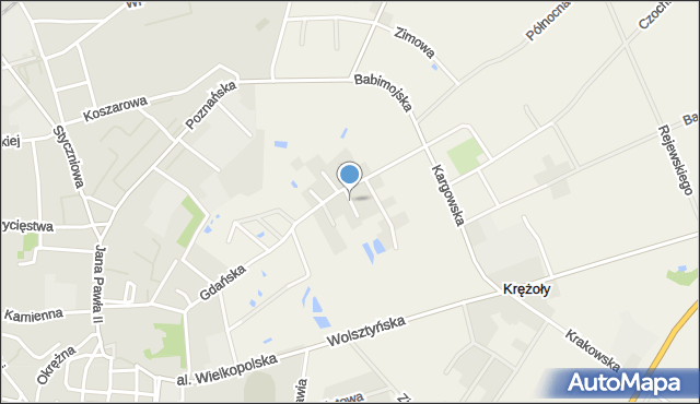 Krężoły gmina Sulechów, Chabrowa, mapa Krężoły gmina Sulechów