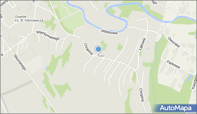 Krosno, Chopina Fryderyka, mapa Krosna