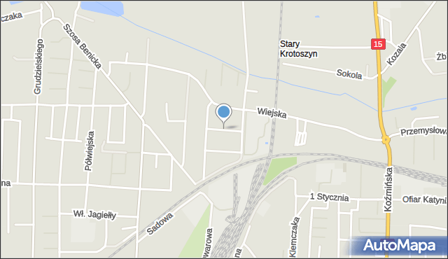 Krotoszyn, Chabrowa, mapa Krotoszyna