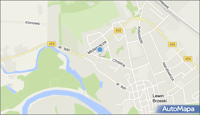 Lewin Brzeski, Chopina Fryderyka, mapa Lewin Brzeski