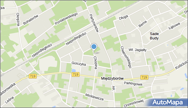 Międzyborów, Chopina Fryderyka, mapa Międzyborów