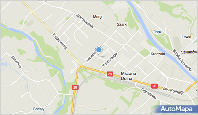 Mszana Dolna, Chopina Fryderyka, mapa Mszana Dolna