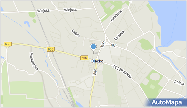 Olecko, Chopina Fryderyka, mapa Olecko