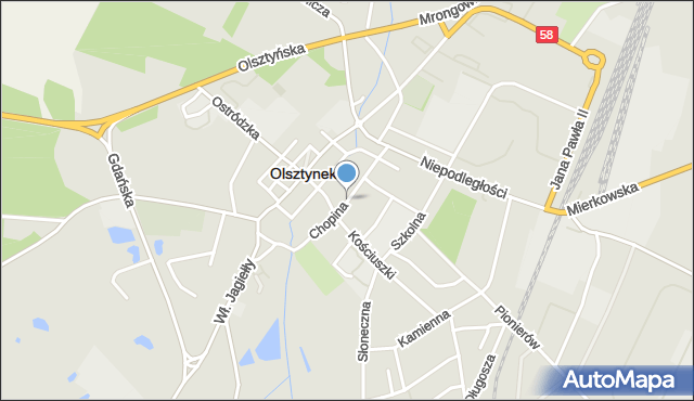 Olsztynek, Chopina Fryderyka, mapa Olsztynek