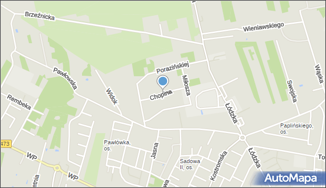 Piotrków Trybunalski, Chopina Fryderyka, mapa Piotrków Trybunalski