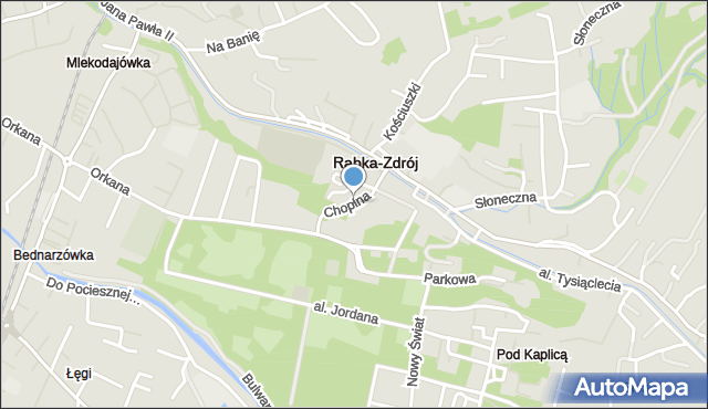 Rabka-Zdrój, Chopina Fryderyka, mapa Rabka-Zdrój